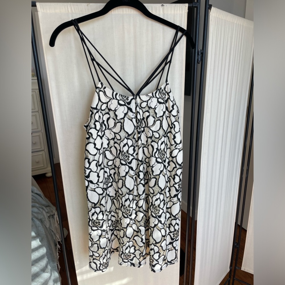 Strappy mini black & white lace dress from local botique